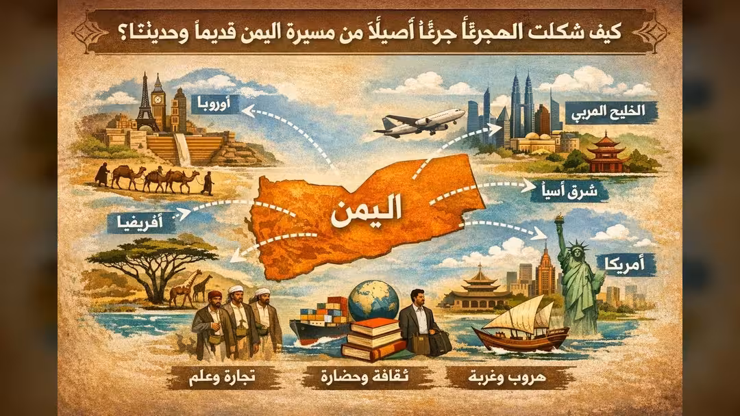 كيف شكلت الهجرة في اليمن قديما وحديثاً (صورة مدمجة ai)